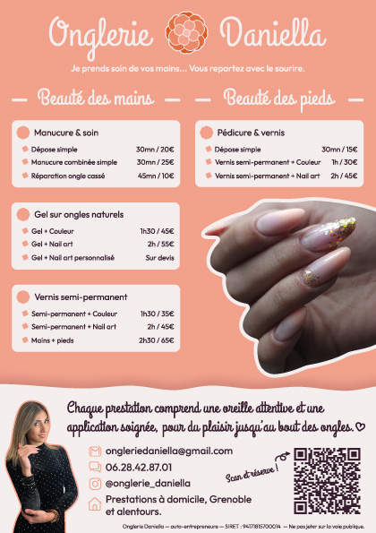 Onglerie Daniella - Grille Tarifaire